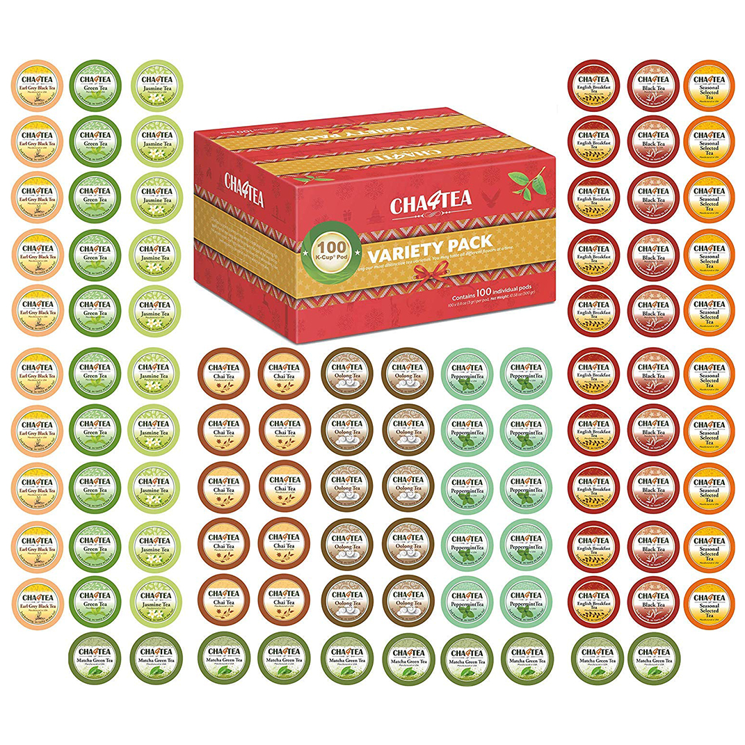 Cha4TEA 100 Smart Tea Capsules Multiple Flavors (Green Tea, Black Tea, Jasmine, Earl Grey, English Breakfast, Oolong Green Tea, Peppermint, Chai Tea)